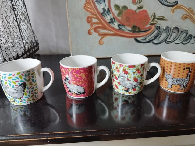 Lot De 4 Mugs En Céramique Avec Anses - Style Rétro Années 1920-1949