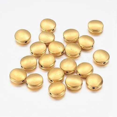 10 Metall Zwischenstück gold edel Zwischenperle glatt Scheibe oval flach basteln
