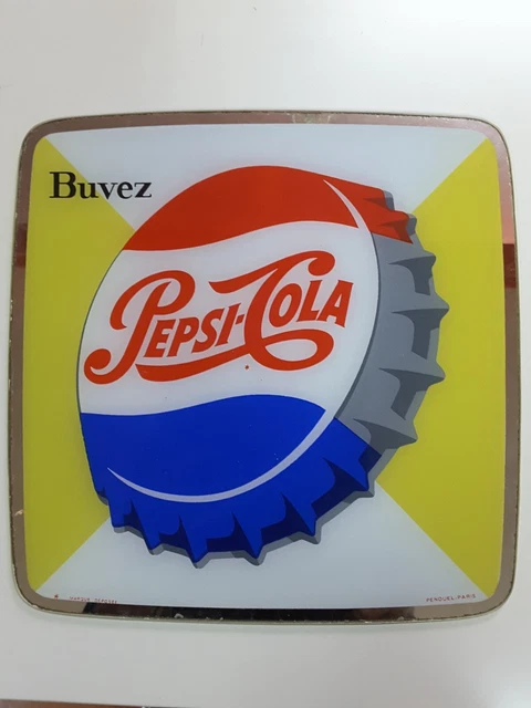 Pepsi Cola Glass Sign France 50s Pepsi Cola Glass Sign France 50s