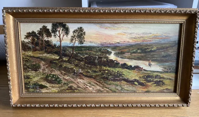 SIGNED OVAL MINIATURE Oil Painting Country Landscape Castle River Fishing  Framed £111.08 - PicClick UK