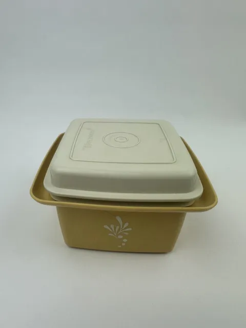 Tupperware Gold Harvest Condiments Container Butter/Jam Vintage Free Postage