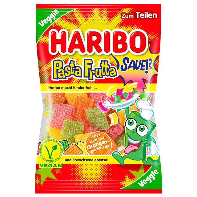 Haribo Pasta Frutta Fizz Extra Acida Frutta Gengive Bänder Veggie
