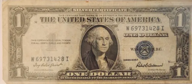 1935 F series blue seal dollar bill