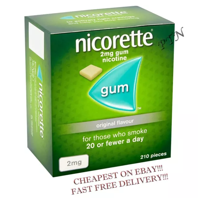 Nicorette Gum Original 2mg of 210 Piece Multiple Packing 1 2 3 4 5 8 Exp 09/2025