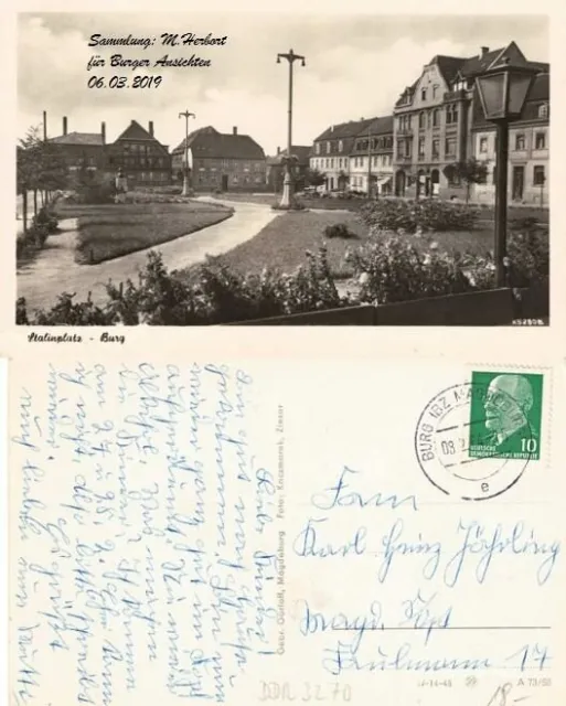 Ansichtskarte DDR 1955, Burg bei Magdeburg Stalinplatz, Echt Foto