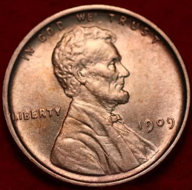 Uncirculated Red 1909 VDB Philadelphia Mint Copper Lincoln Wheat Cent