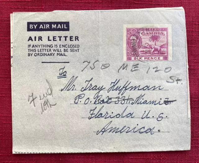 JOHN'S DEALS  - GAMBIA - 6p AIR LETTER - 1951