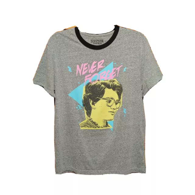 Netflix Stranger Things Size L “NEVER FORGET” Barbara Barb Holland T Shirt Gray