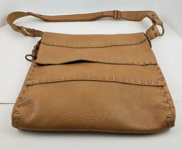 LUCKY BRAND Purse Large Shoulder Strap Hobo Bag Camel Color Leather