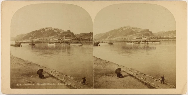 Deutschland Koblenz Ehrenbreitstein c1880 Foto Stereo Vintage