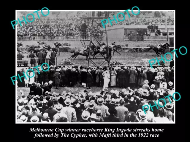 Old Historic Horse Racing Photo Of King Ingoda Winning The 1922 Melbourne Cup