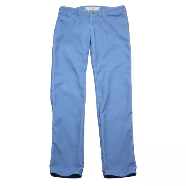 Pantalones para mujer Abercrombie and Fitch 6 azules de media altura frontal plano con cremallera