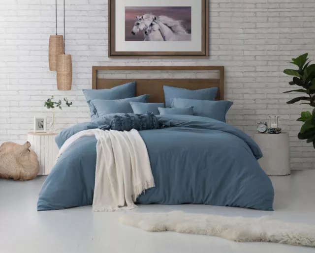 Swift Home 3 Piece Cal/King Xl Duvet Cover Set Color Blue Dusk New