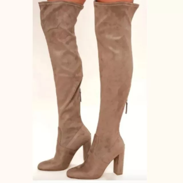 Steve Madden Over The Knee Sock Boots Size 6.5 Brown Faux Suede Thigh High Boot