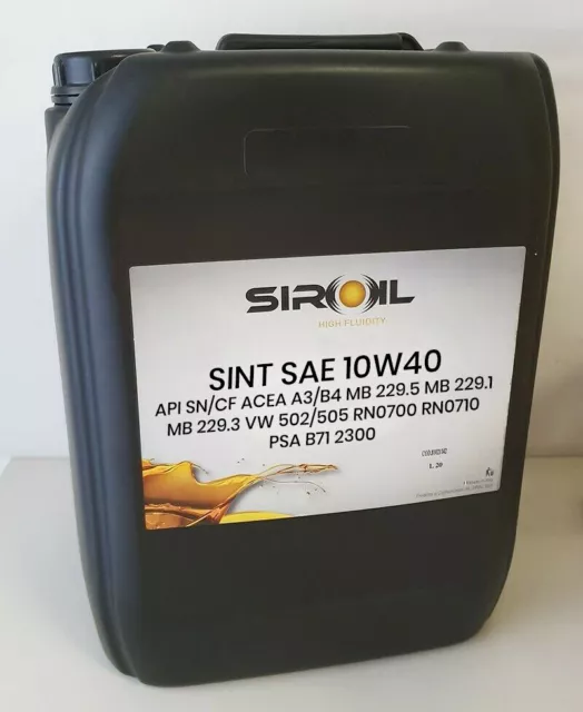 Tanica Olio motore Siroil Sint SAE 10W-40 - 20 litri