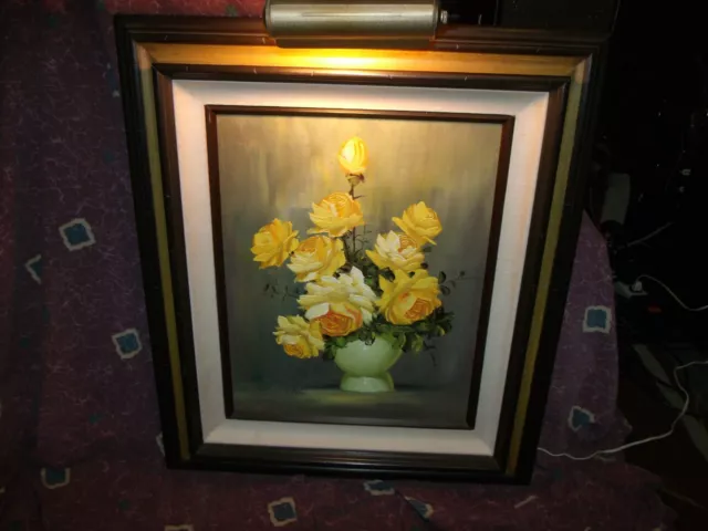 Beautiful Roses Floral Still Life oil on canvas Original Painting by L. Rossi