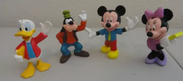 Lot of 4 Walt Disney PVC/Cake Toppers figure Mickey Mouse Minnie Donald Goofy