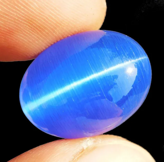 21.10 ct. Beautiful AAA+++ Natural Blue Cat's Eye Oval Cabochon  Loose Gemstone