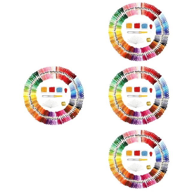 4 Sätze vielseitig Handstickset Stickgarnset Pro Stickerei DIY-Kunsthandwerk
