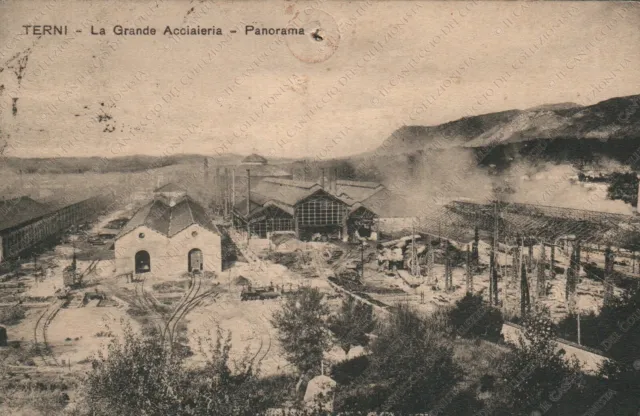 1924 TERNI Panorama La Grande Acciaieria Ferrovia Cartolina 