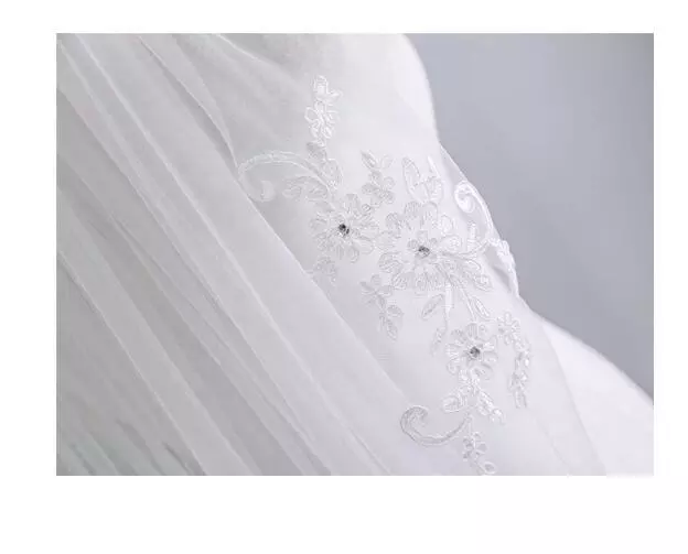 RUTA Veli da sposa corti 1T bianchi applique pizzo avorio cristallo + pettine D1 2