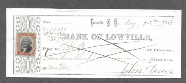 1873 Lowville New York Bank Check