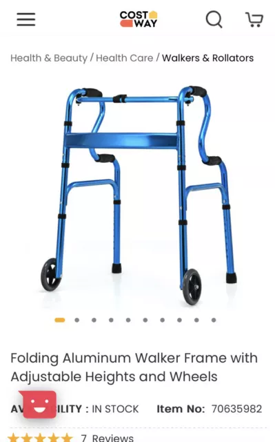 Folding zimmer frame on wheels