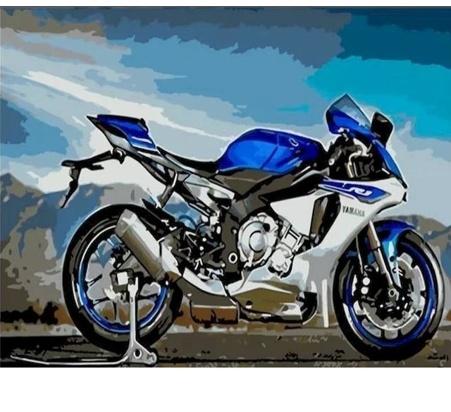 Pintura azul de motocicleta por números diseño lona retrato casa decoración de pared