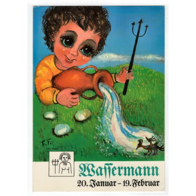 Künstler-AK v. F. F. / Sternzeichen "Wassermann", Verlag E. Baumann, Winterthur