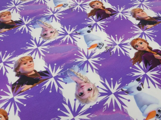 Stoff Baumwolle Jersey Disney Eiskönigin Frozen Anna Elsa Olaf lila weiß bunt