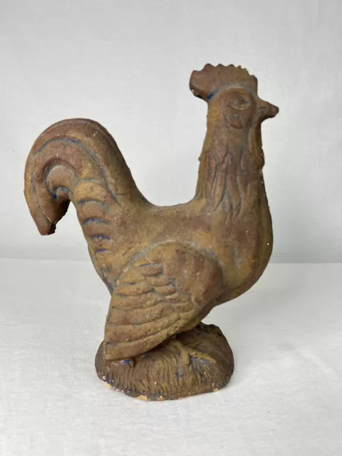 Ceramic Red Clay Rooster 11” Tall Heavy