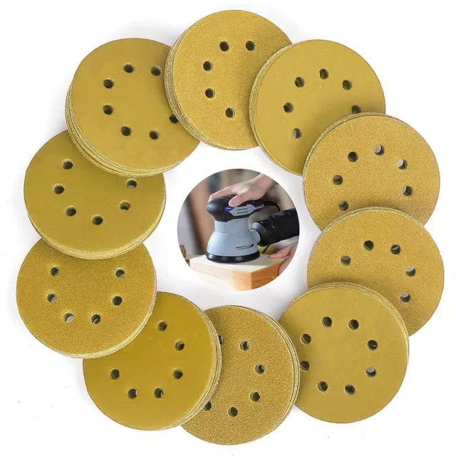 Sanding Discs Pads, Mixed Grits, 125mm, 50PC, Yellow