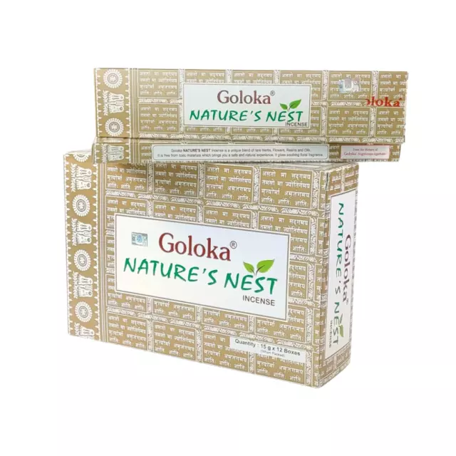 GOLOKA - NATURE'S NEST Räucherstäbchen - 100% Natürlich - 3 x 15 Gramm