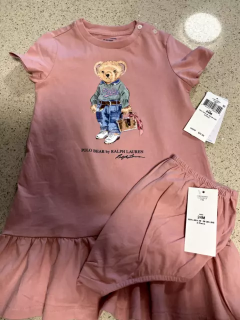 Bnwt Girls Ralph Lauren Bear Dress And Knickers Age 24 Months