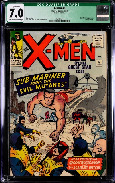 X-Men #6, CGC 7.0 Qualified, Sub-Mariner Joins the Evil Mutants! 1965