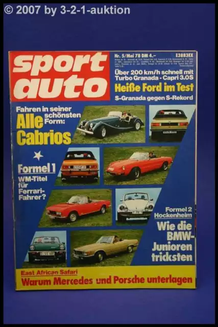 Sport Auto 5/78 Fiat X 1/9 Matra Bagheera Ford Capri 3,0S Granada Turbo Opel Rek