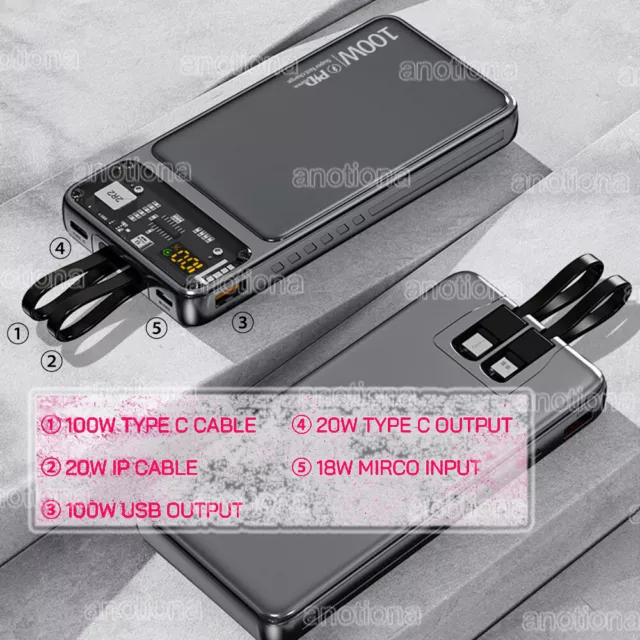 Powerbank Externer Batterie10000mAh Ladegerät Zusatz Akku USB inkl. Ladekabel