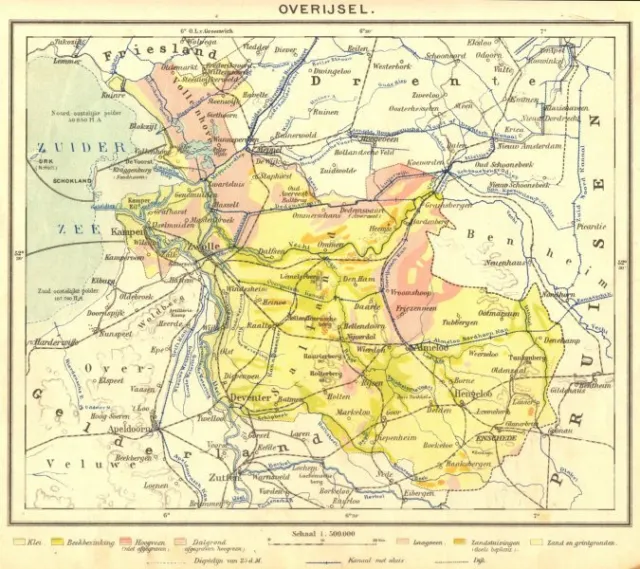 NETHERLANDS. Overijsel 1922 old vintage map plan chart