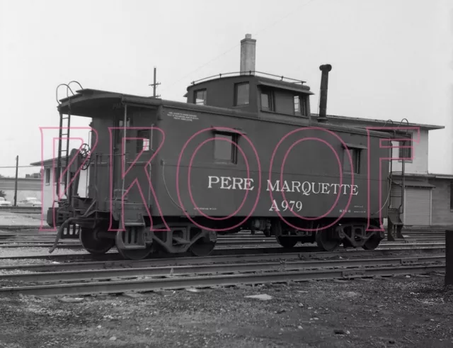Pere Marquette (PM) Caboose A979 at Chicago, IL in 1960 - 8x10 Photo