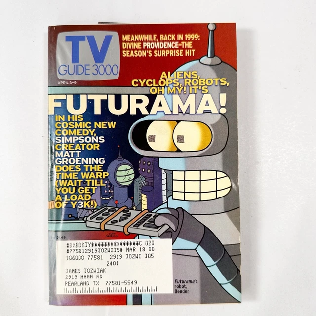 Tv Guide April 3-9 Futurama! Tv Guide 3000, Houston, Texas Edition £8. ...