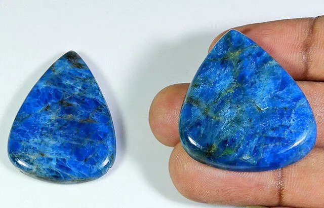 127Cts. Pietra preziosa sfusa cabochon pera apatite blu naturale 2 pezzi...