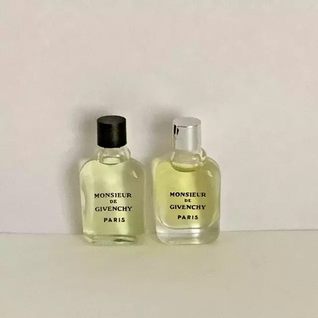 2 MONSIEUR DE GIVENCHY by Givenchy vintage Micro Miniature 3ml Perfume Bottles