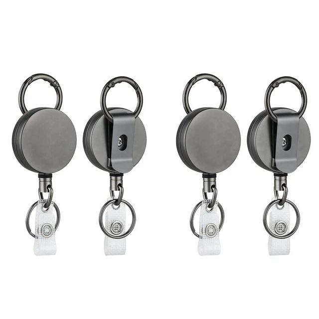 4Er Pack Schwer Last Einziehbarer Ausweis Halter Rollen, Metall Ausweis HaltH8T4