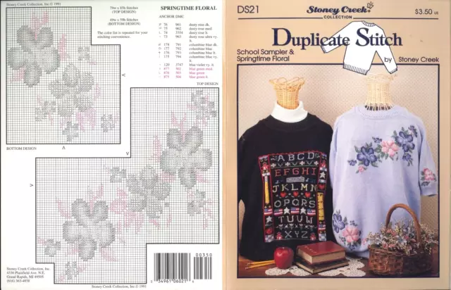 School Sampler Springtime Floral Duplicate Stitch Leaflet Stoney Creek DS21 3