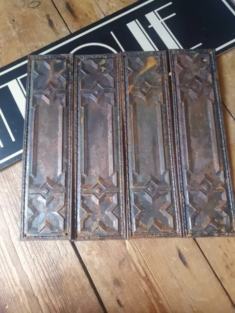 4 x antique old vintage arts and crafts finger push door plate 11 inch!