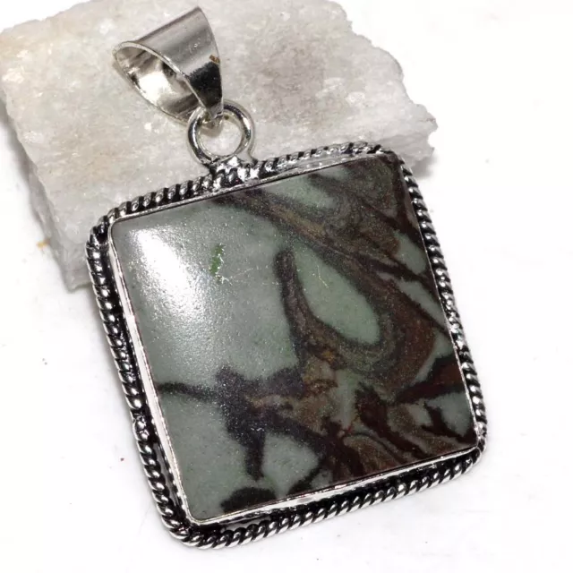 Picasso Jasper 925 Silver Plated Gemstone Pendant 1.6" Birthday Jewelry GW