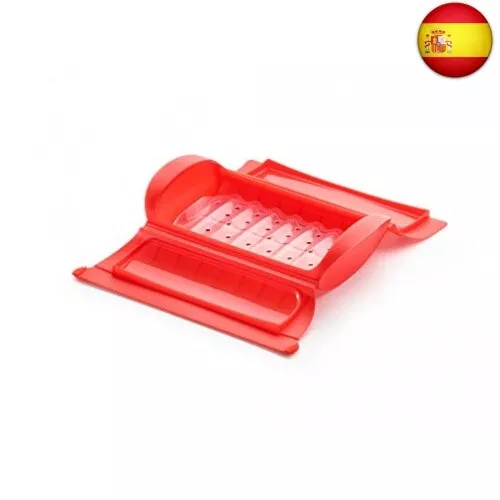 Lékué - Estuche de vapor con bandeja, 1-2 personas, color rojo