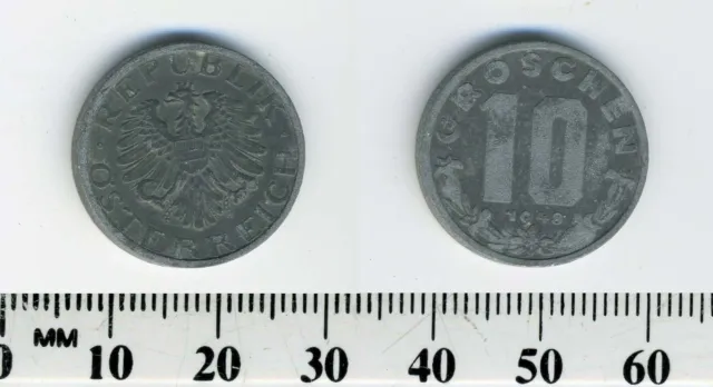 Austria 1948 - 10 Groschen Zinc Coin - Imperial Eagle with Austrian shield 4