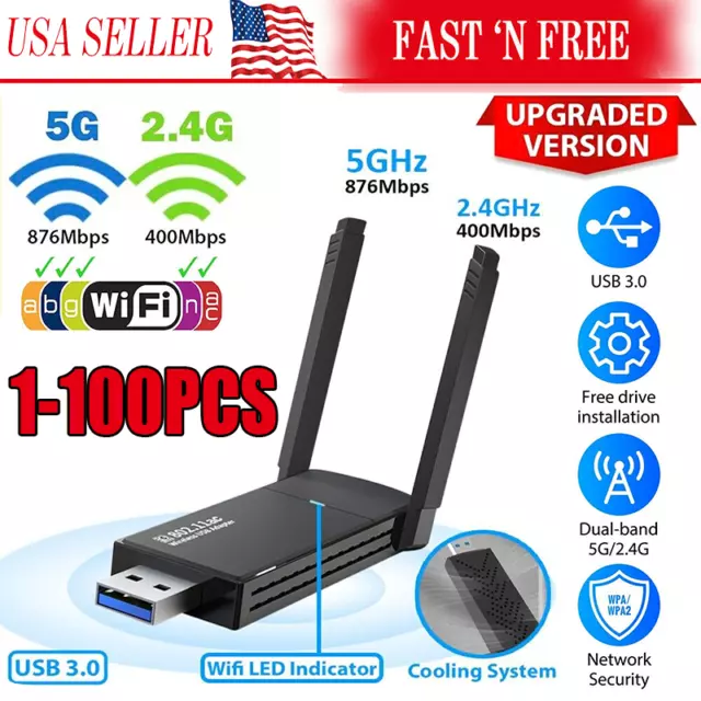 USB 3.0 Wireless WIFI Adapter 1300Mbps Long Range Dongle Dual Band Network lot