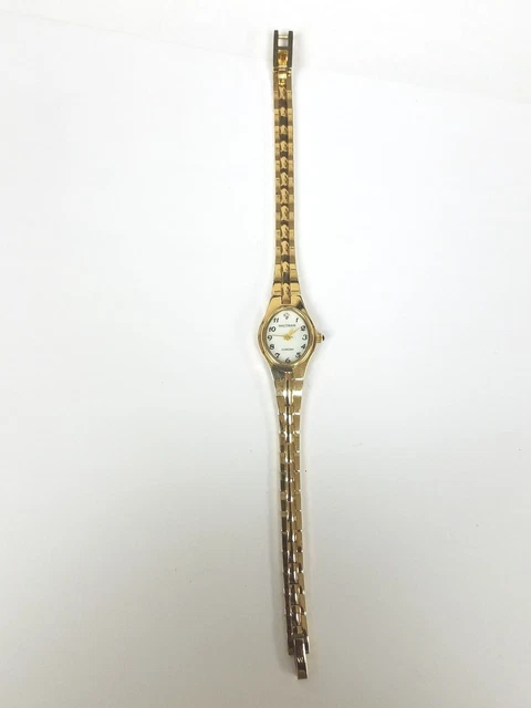 WALTHAM DIAMOND 168 Womens Gold Tone Quartz Watch Mother of  display picture 1